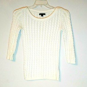 Banana Republic Cable Knit Sweater White Long Sleeve